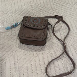 Stylish Brown Crossbody Bag with Embellishments